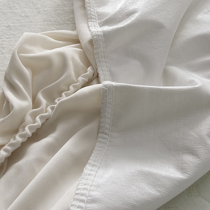 91家纺网 家纺一手货源 找家纺 小米笠 2019新款全棉条纹毛巾布防水床笠床罩 条纹白