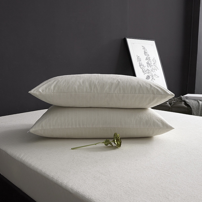 91家纺网 家纺一手货源 找家纺 小米笠 2019新款全棉条纹毛巾布防水床笠床罩 条纹白