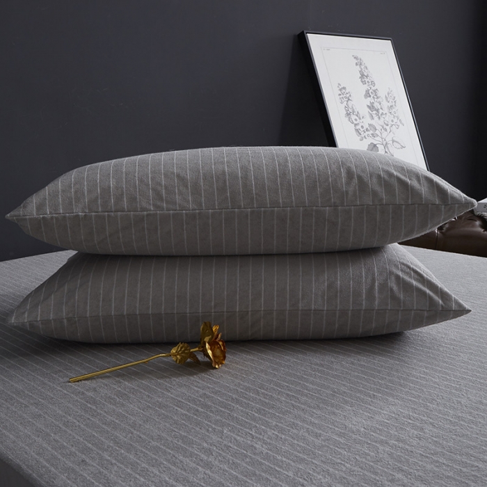 91家纺网 家纺一手货源 找家纺 小米笠 2019新款全棉条纹毛巾布防水床笠床罩 条纹灰