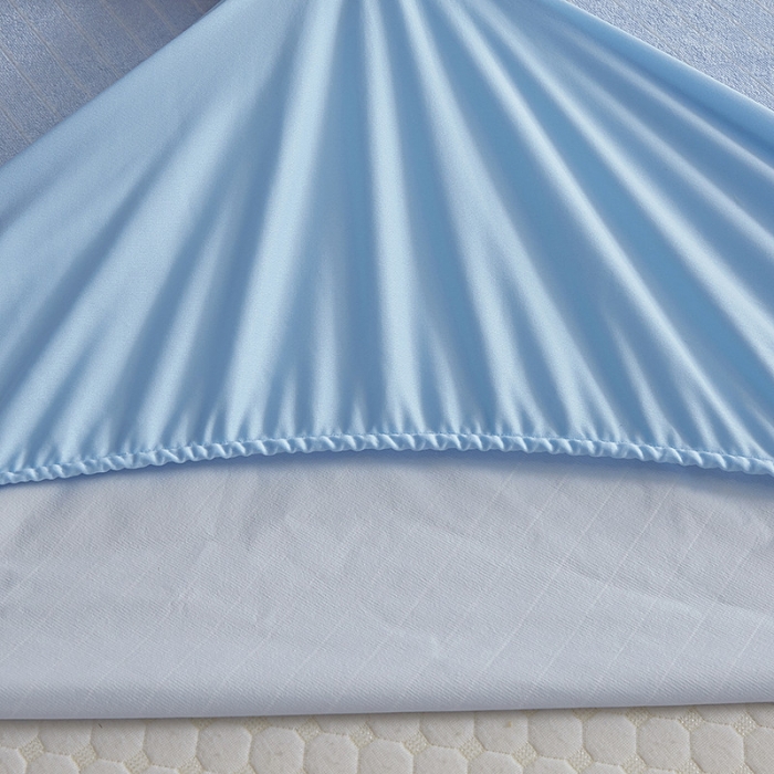 91家纺网 家纺一手货源 找家纺 小米笠 2019新款全棉条纹毛巾布防水床笠床罩 条纹蓝