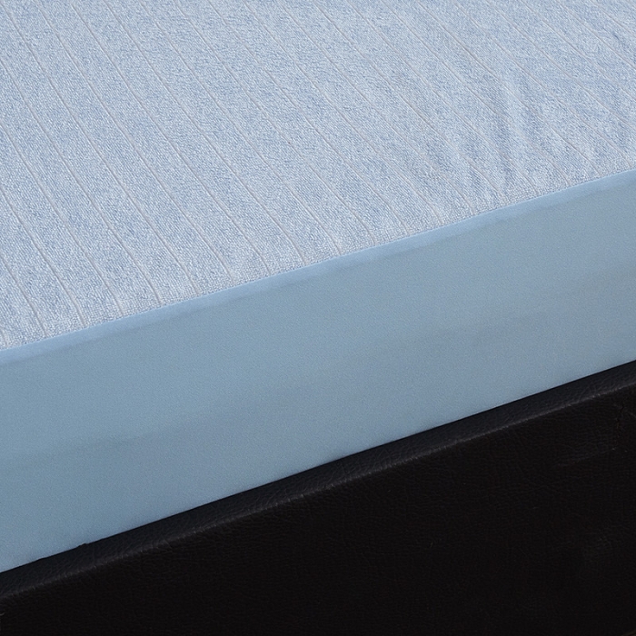 91家纺网 家纺一手货源 找家纺 小米笠 2019新款全棉条纹毛巾布防水床笠床罩 条纹蓝