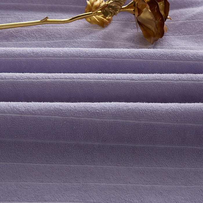 91家纺网 家纺一手货源 找家纺 小米笠 2019新款全棉条纹毛巾布防水床笠床罩 条纹紫