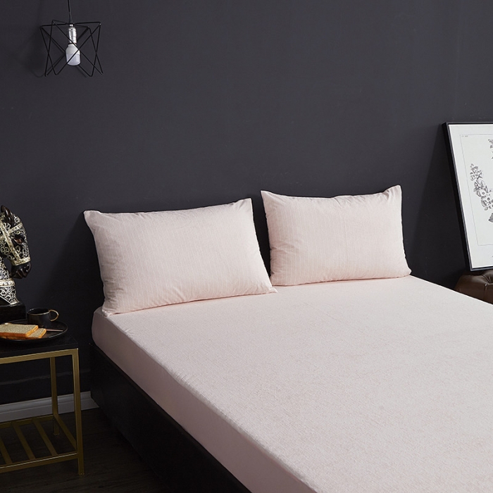 91家纺网 家纺一手货源 找家纺 小米笠 2019新款全棉条纹毛巾布防水床笠床罩 条纹玉