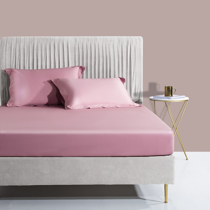 91家纺网 家纺一手货源 找家纺 小米笠 2021新款60支长绒棉纯色床笠三件套床盖床单可定制四季款 黛雅粉