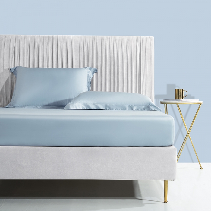 91家纺网 家纺一手货源 找家纺 小米笠 2021新款60支长绒棉纯色床笠三件套床盖床单可定制四季款 空间蓝