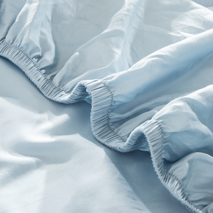 91家纺网 家纺一手货源 找家纺 小米笠 2021新款60支长绒棉纯色床笠三件套床盖床单可定制四季款 空间蓝