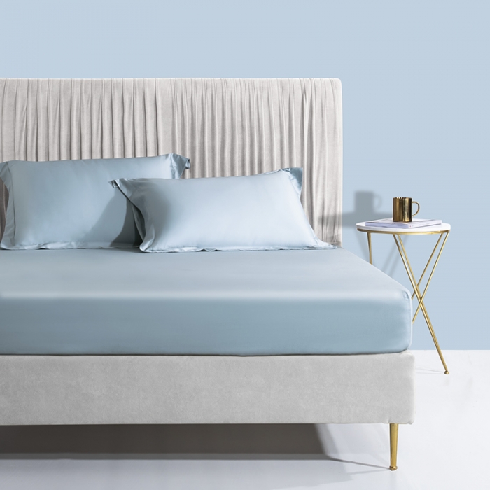 91家纺网 家纺一手货源 找家纺 小米笠 2021新款60支长绒棉纯色床笠三件套床盖床单可定制四季款 空间蓝