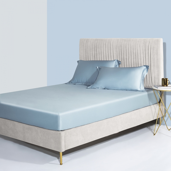 91家纺网 家纺一手货源 找家纺 小米笠 2021新款60支长绒棉纯色床笠三件套床盖床单可定制四季款 空间蓝