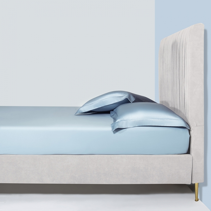 91家纺网 家纺一手货源 找家纺 小米笠 2021新款60支长绒棉纯色床笠三件套床盖床单可定制四季款 空间蓝