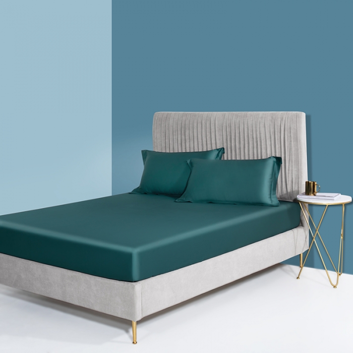 91家纺网 家纺一手货源 找家纺 小米笠 2021新款60支长绒棉纯色床笠三件套床盖床单可定制四季款 松柏绿