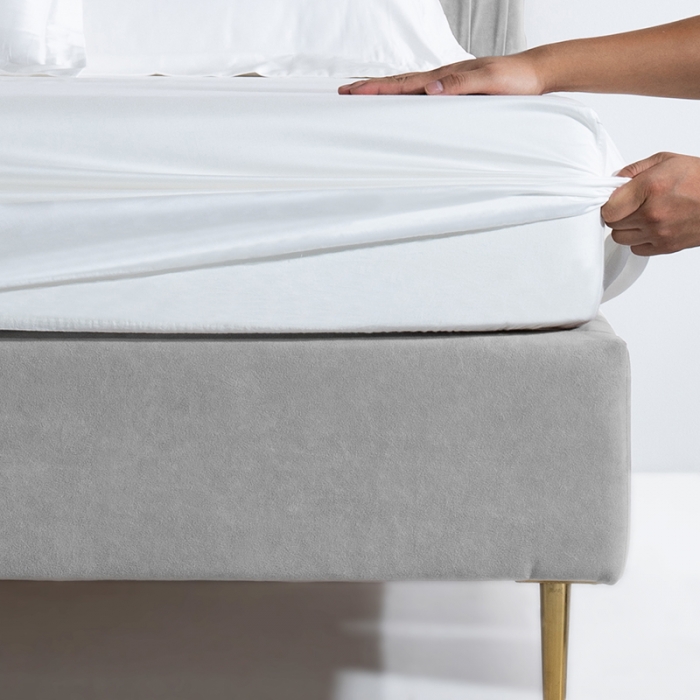 91家纺网 家纺一手货源 找家纺 小米笠 2021新款60支长绒棉纯色床笠三件套床盖床单可定制四季款 珍珠白