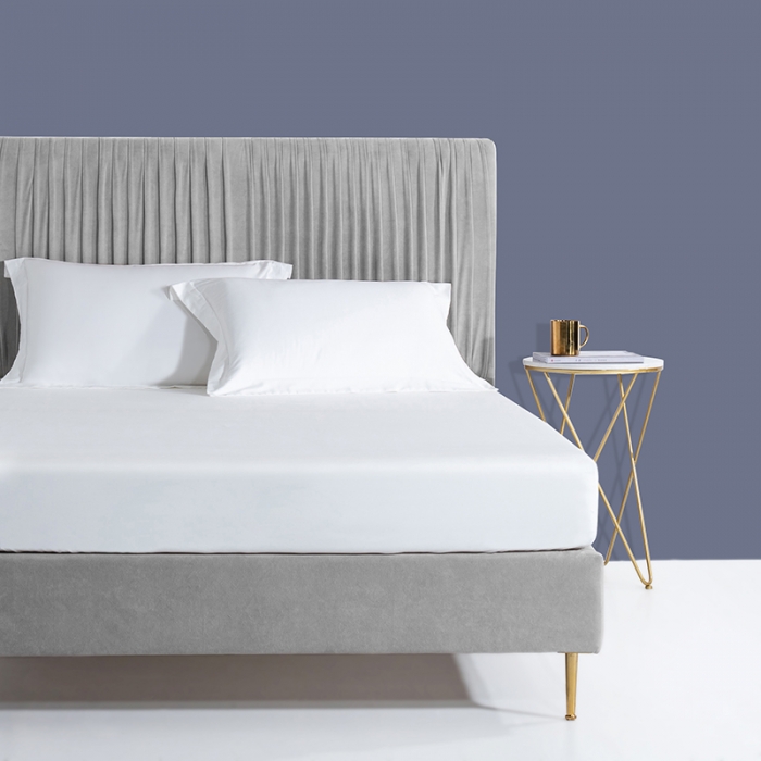 91家纺网 家纺一手货源 找家纺 小米笠 2021新款60支长绒棉纯色床笠三件套床盖床单可定制四季款 珍珠白