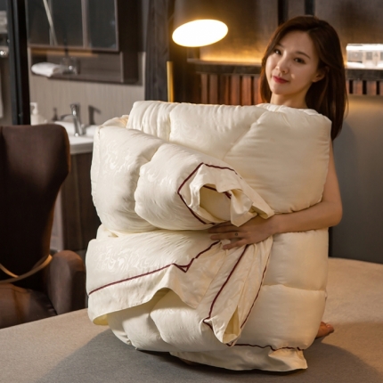 91家纺网 家纺一手货源 找家纺 换种生活 2019新款臻品大豆冬被 铂金米（带桶状手拎袋）