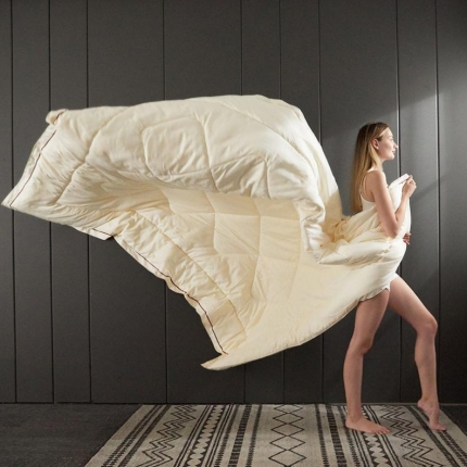 91家纺网 家纺一手货源 找家纺 换种生活2019新款臻品大豆冬被（带桶状手拎袋）外模图铂金米