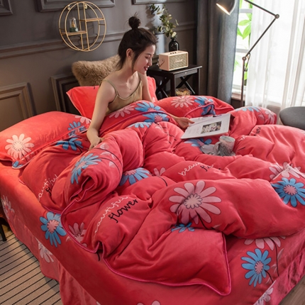 91家纺网 家纺一手货源 找家纺 （总1）佳梦达2023款牛奶绒包边吊边工艺款四件套亏本处理