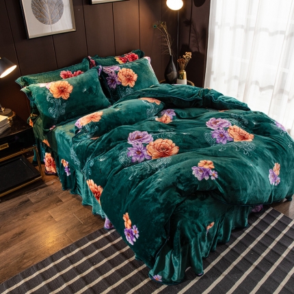 91家纺网 家纺一手货源 找家纺 （总1）佳梦达2023款牛奶绒包边吊边工艺款四件套亏本处理