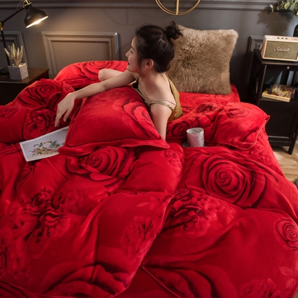 佳梦达2023款牛奶绒包边吊边工艺款四件套亏本处理 爱的永恒