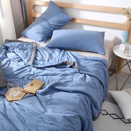 头等舱 2019极简纯色夏被 牛仔蓝