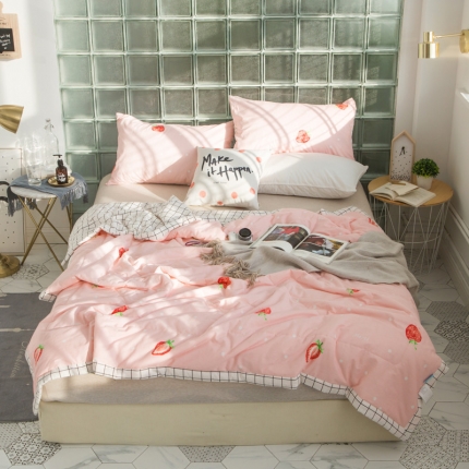 头等舱 2019全棉13372北欧夏被 草莓