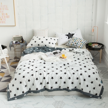 头等舱 2019全棉13372北欧夏被 星星白