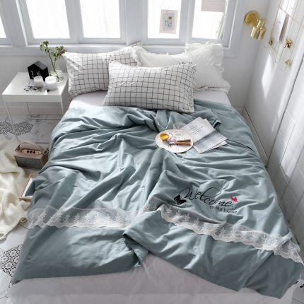 头等舱 2019全棉13376工艺夏被 爱思奇蓝灰