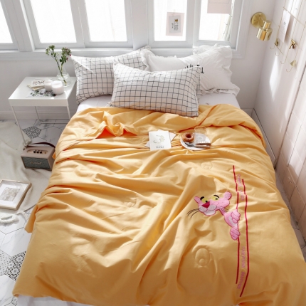 头等舱 2019全棉13376工艺夏被 粉红豹黄