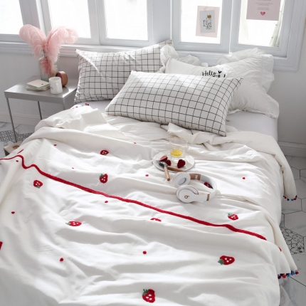 头等舱 2019全棉13376工艺夏被 甜蜜爱恋白