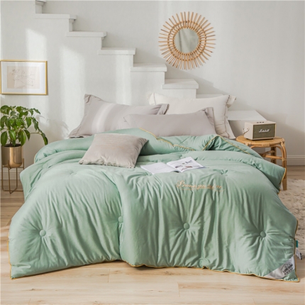 91家纺网 家纺一手货源 找家纺 （总）头等舱 2019天丝棉纯色绣花冬被