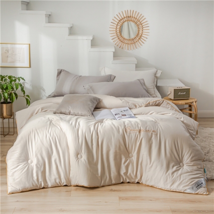 91家纺网 家纺一手货源 找家纺 （总）头等舱 2019天丝棉纯色绣花冬被