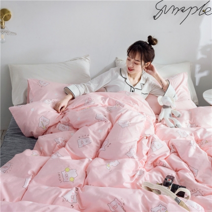 91家纺网 家纺一手货源 找家纺 （总）艾佳 全棉13372春夏简约爆款四件套床单款