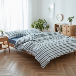 北欧良品格纹系水洗棉四件套无印良品四件套北欧宜家被套床笠床单