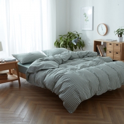 北欧良品格纹系水洗棉四件套无印良品四件套北欧宜家被套床笠床单