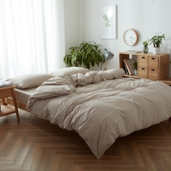 北欧良品格纹系水洗棉四件套无印良品四件套北欧宜家被套床笠床单