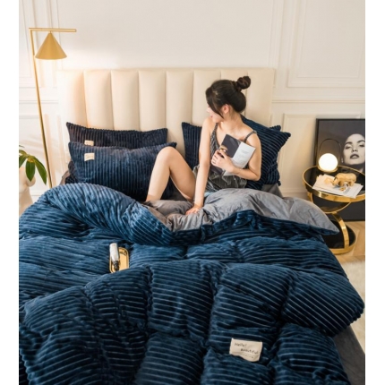 澳洲羽 加厚魔法绒水晶绒法莱绒宝宝绒魔幻绒四件套 宝石蓝