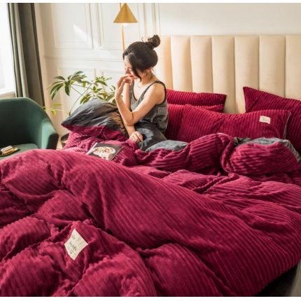 澳洲羽 加厚魔法绒水晶绒法莱绒宝宝绒魔幻绒四件套 玫瑰红