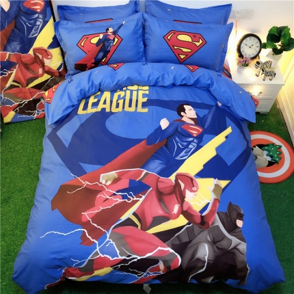 91家纺网 家纺一手货源 找家纺 孩子王家纺 2023纯棉卡通大版四件套 正义者联盟