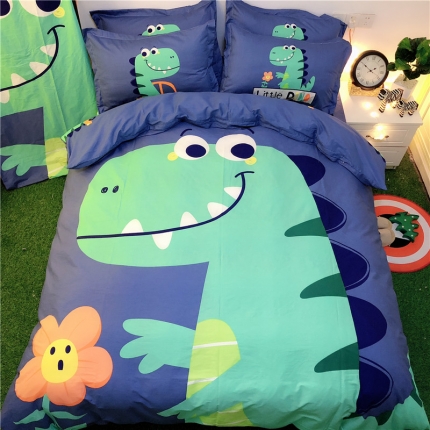 91家纺网 家纺一手货源 找家纺 孩子王家纺 2023纯棉卡通大版四件套 恐龙乐园