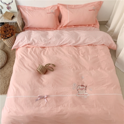 91家纺网 家纺一手货源 找家纺 （总）孩子王家纺 2023新款ab版全棉水洗棉三四件套床笠款