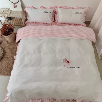 91家纺网 家纺一手货源 找家纺 （总）孩子王家纺 2023新款ab版全棉水洗棉三四件套床笠款