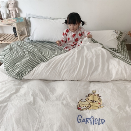 91家纺网 家纺一手货源 找家纺 （总）孩子王家纺 2023新款ab版全棉水洗棉三四件套床笠款