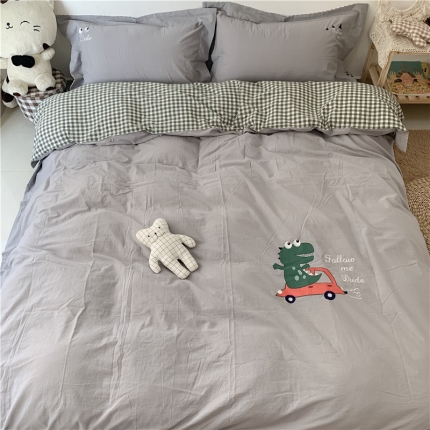 91家纺网 家纺一手货源 找家纺 （总）孩子王家纺 2023新款ab版全棉水洗棉三四件套床笠款