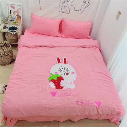 91家纺网 家纺一手货源 找家纺 （总）孩子王家纺 2023新款全棉磨毛水洗棉三、四件套床笠款