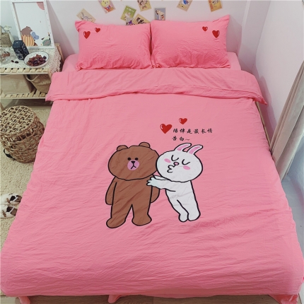 91家纺网 家纺一手货源 找家纺 （总）孩子王家纺 2023新款全棉磨毛水洗棉三、四件套床笠款