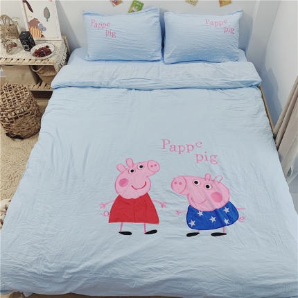 91家纺网 家纺一手货源 找家纺 （总）孩子王家纺 2023新款全棉磨毛水洗棉三、四件套床笠款