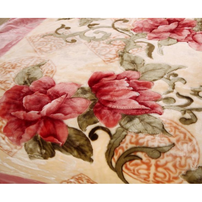 91家纺网 家纺一手货源 找家纺 法莱妮2025新款双层加厚拉舍尔毛毯 婚庆 单双人 厂家直销可定制 粉红世家