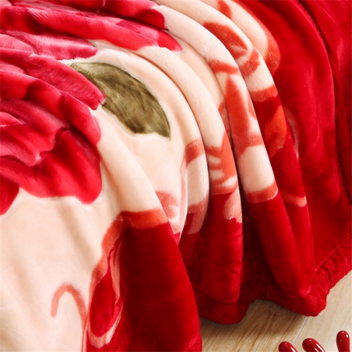 91家纺网 家纺一手货源 找家纺 法莱妮2025新款双层加厚拉舍尔毛毯 婚庆 单双人 厂家直销可定制 缘定终生