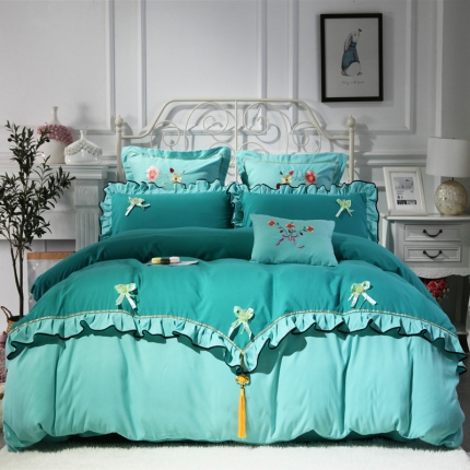 91家纺网 家纺一手货源 找家纺 （总）尹黛尔家纺 2019新款刺绣四件套韩版淑女风系列