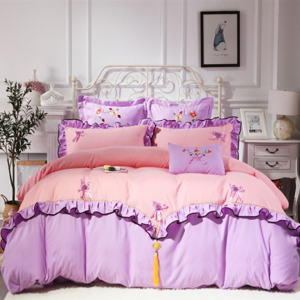 91家纺网 家纺一手货源 找家纺 （总）尹黛尔家纺 2019新款刺绣四件套韩版淑女风系列