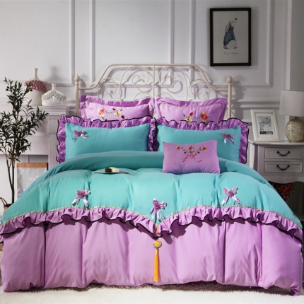 91家纺网 家纺一手货源 找家纺 （总）尹黛尔家纺 2019新款刺绣四件套韩版淑女风系列