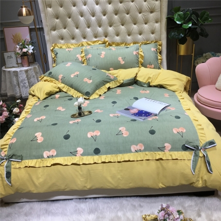 91家纺网 家纺一手货源 找家纺 眠屿 2019新款暖绒四件套 水果情-绿